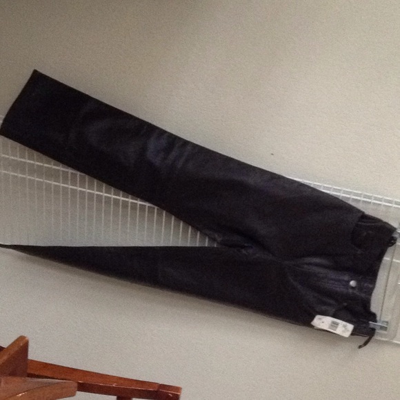 New with tags Nine West espresso Leather pants - Picture 2 of 4